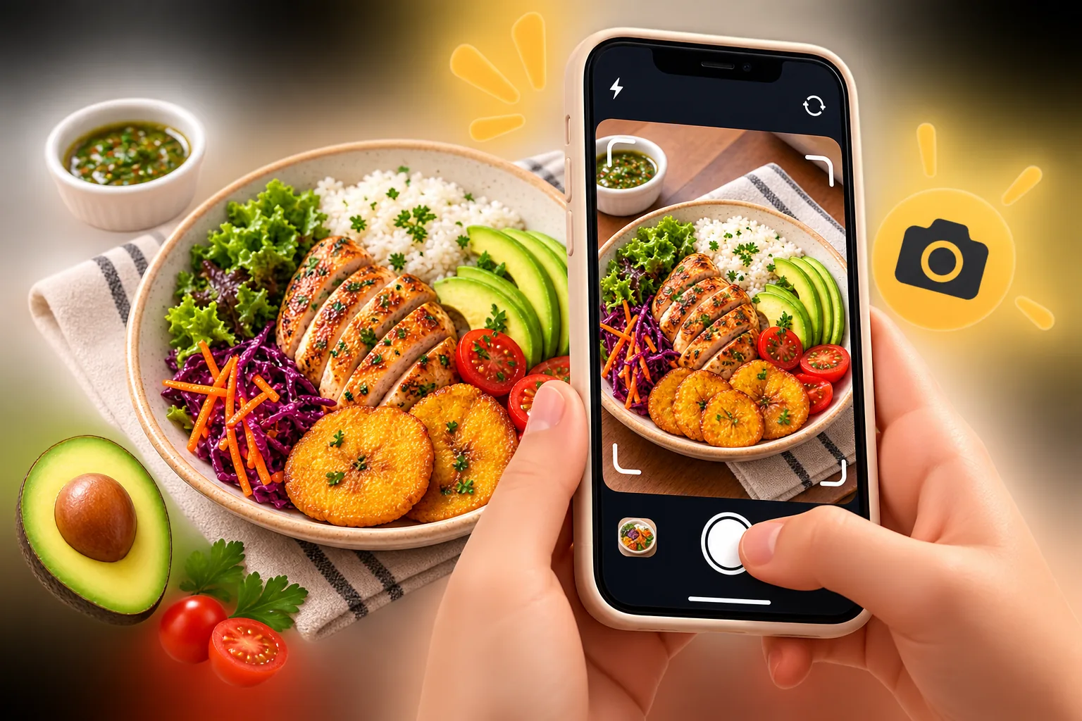 Fotografía de un plato de comida